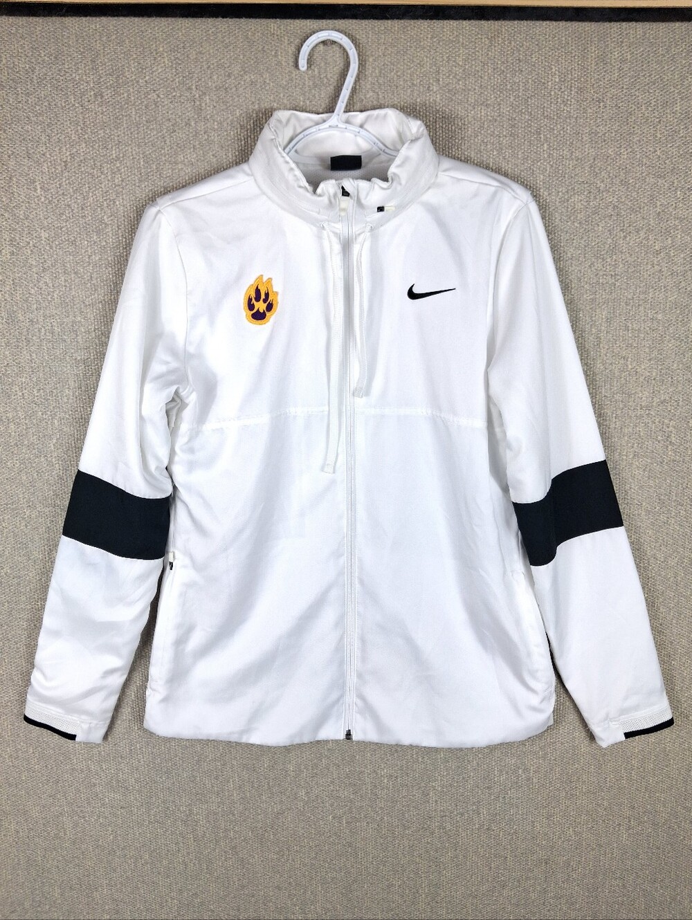 Nike Team Dri-FIT Full-Zip Warm-Up Jacket Womens M White Black Hooded CJ1796-106